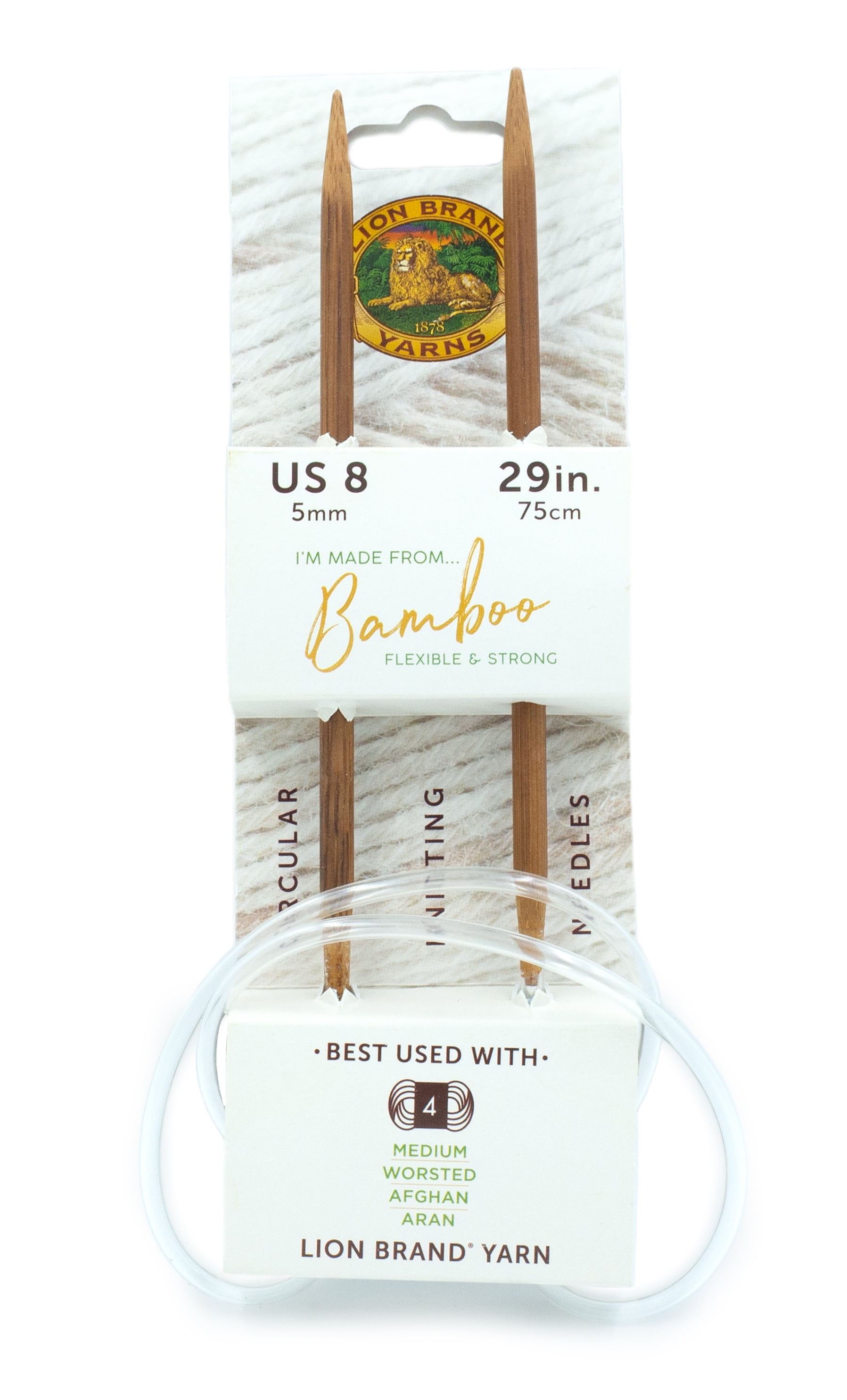 Lion Brand Yarn 401-8009 Bamboo Circular Knitting Needle 29" Size 8