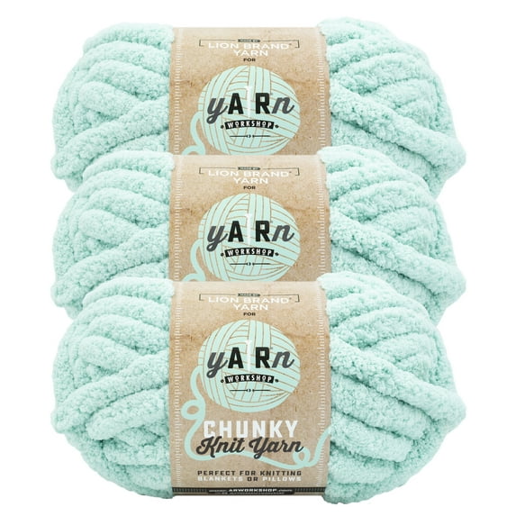Lion Brand Yarn AR Workshop Chunky Knit Light AR Aqua Jumbo Yarn Polyester Yarn 3 Pack