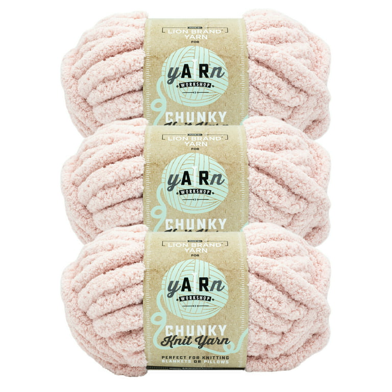 Lion Brand Yarn AR Workshop Chunky Knit Blush Chenille Jumbo Polyester Pink  Yarn 3 Pack