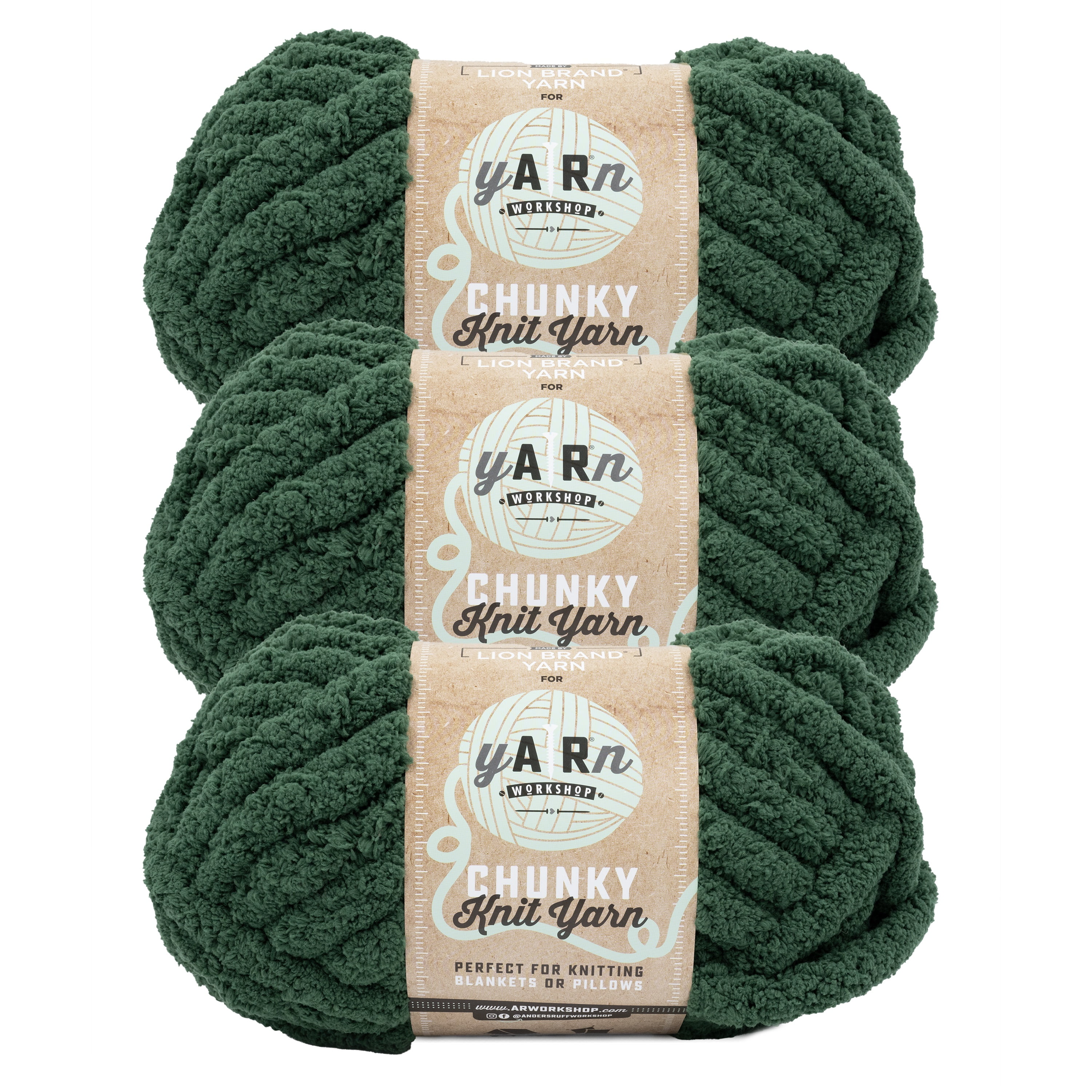 Lion Brand Yarn AR Workshop Chunky Knit Cedar Jumbo Yarn Polyester Yarn 3 Pack