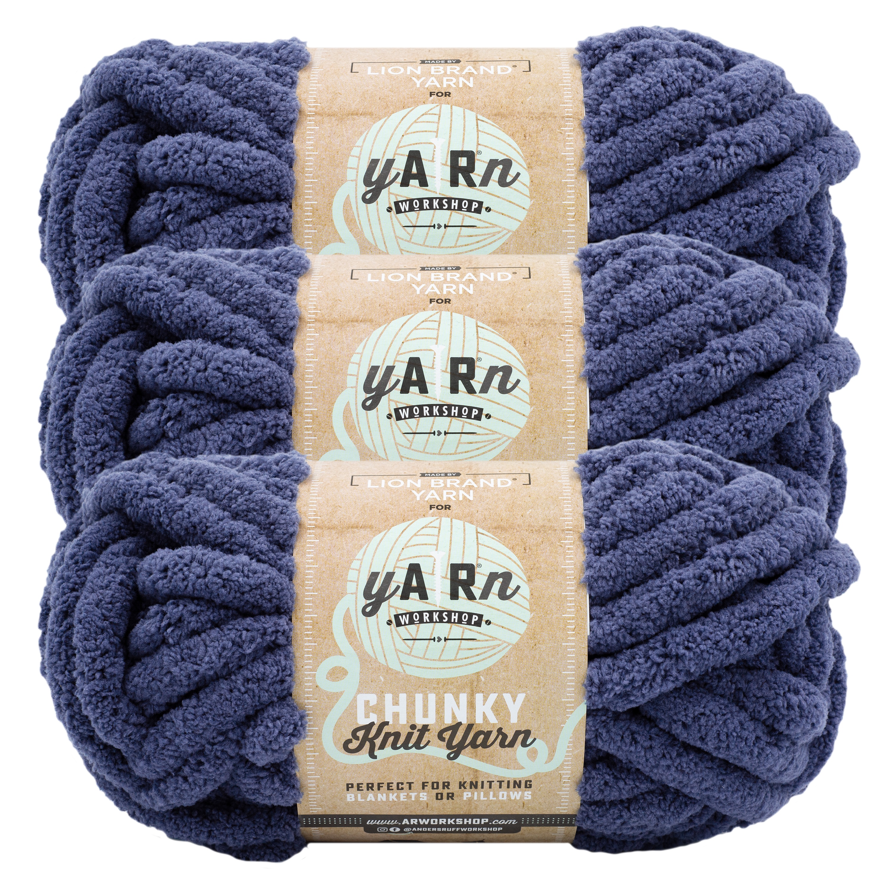 Lion Brand Yarn AR Workshop Chunky Knit Dusk Jumbo Yarn Polyester Yarn 3 Pack