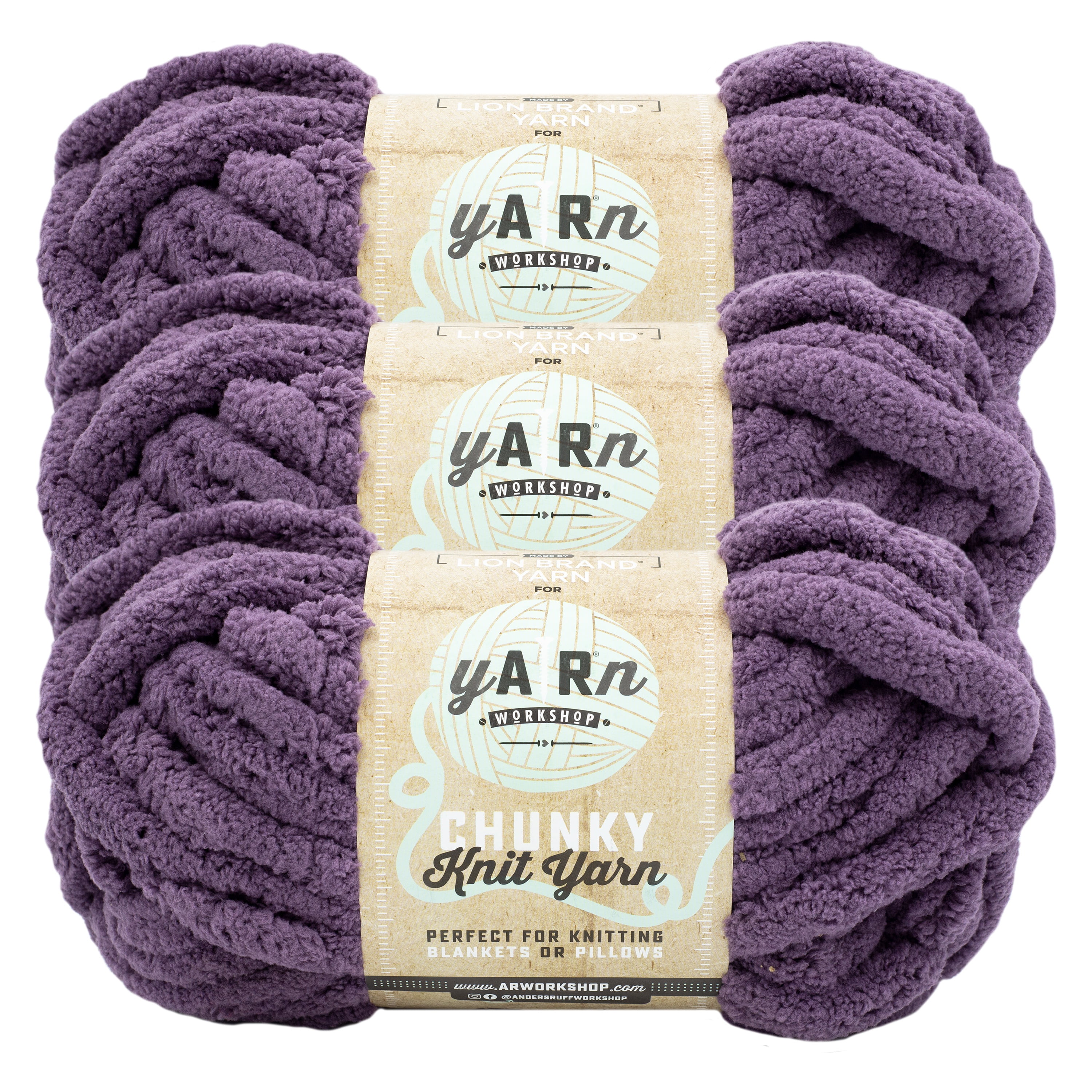 Lion Brand Yarn AR Workshop Chunky Knit Fig Tree Jumbo Yarn Polyester Yarn 3 Pack