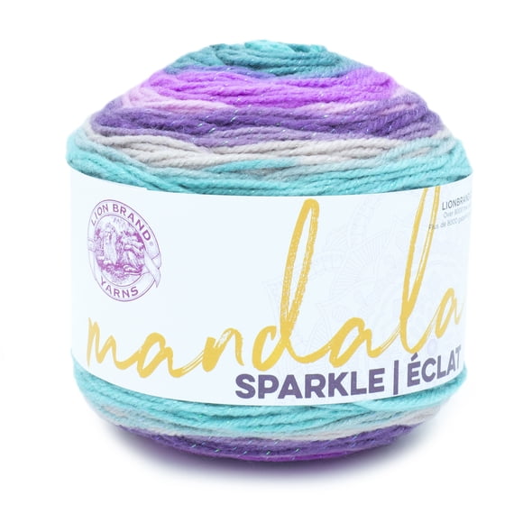 Lion Brand Yarn Mandala Sparkle Aquila Light Acrylic Self-Striping Multi-color Yarn