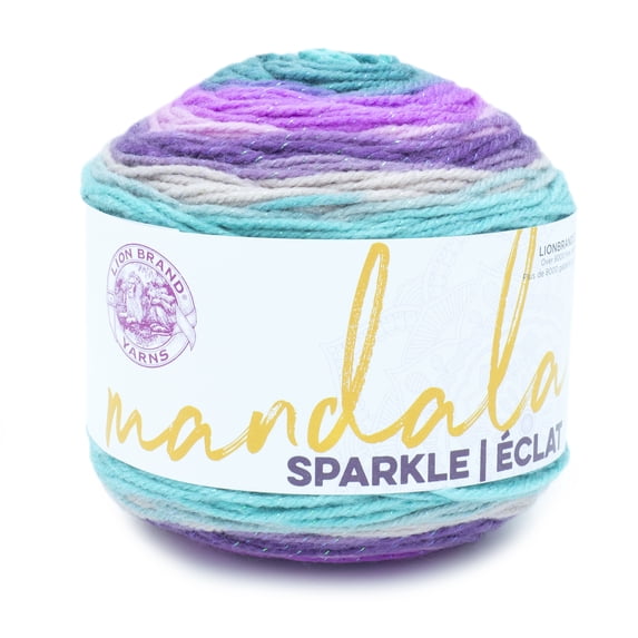 Lion Brand Yarn Mandala Sparkle Aquila Light Acrylic Self-Striping Multi-color Yarn
