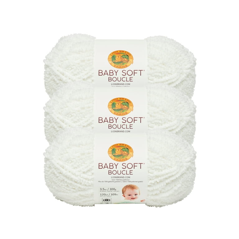 Lion Brand Yarn Baby Soft Boucle White Boucle Baby Bulky Polyester White  Yarn 3 Pack