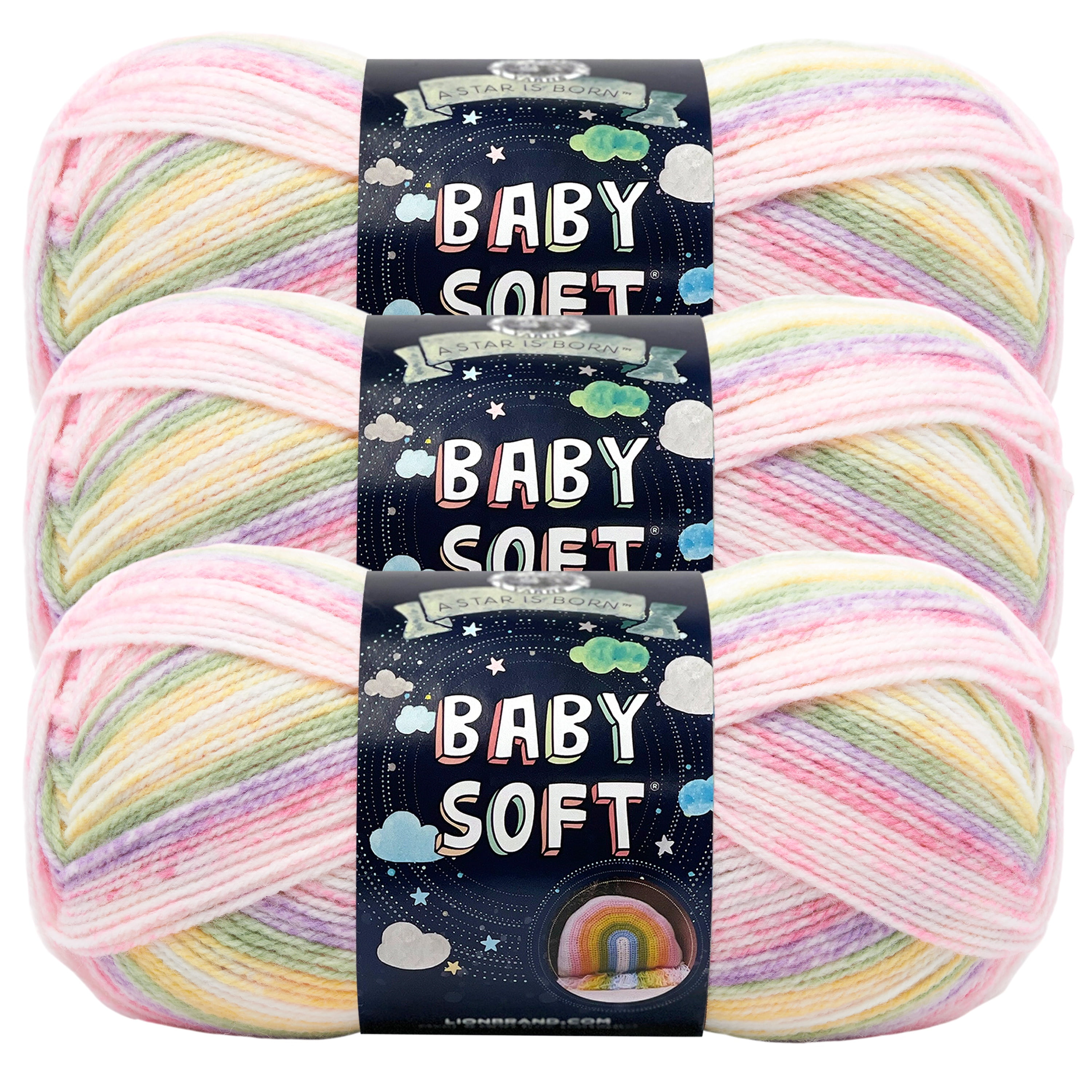 Lion Brand Yarn Baby Soft Circus Print Light Acrylic, Nylon Yarn 3 Pack