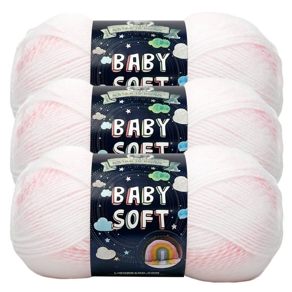 Lion Brand Yarn Baby Soft Parfait Print Light Acrylic, Nylon Yarn 3 Pack