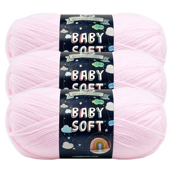 Lion Brand Yarn Baby Soft Petal Light Acrylic, Nylon Yarn 3 Pack