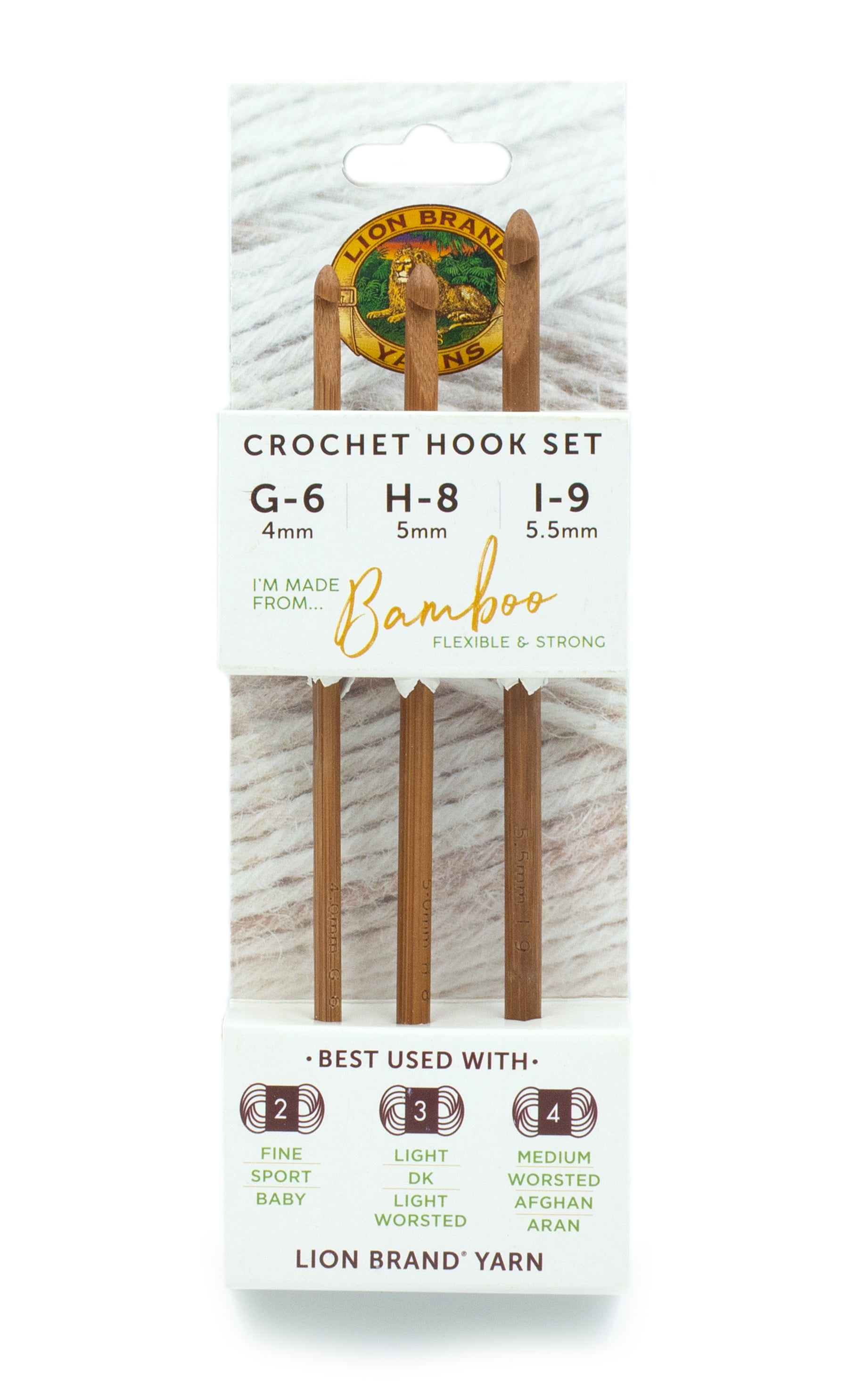 Lion Brand Bamboo Crochet Hook Set - Sizes G, H & I - Each