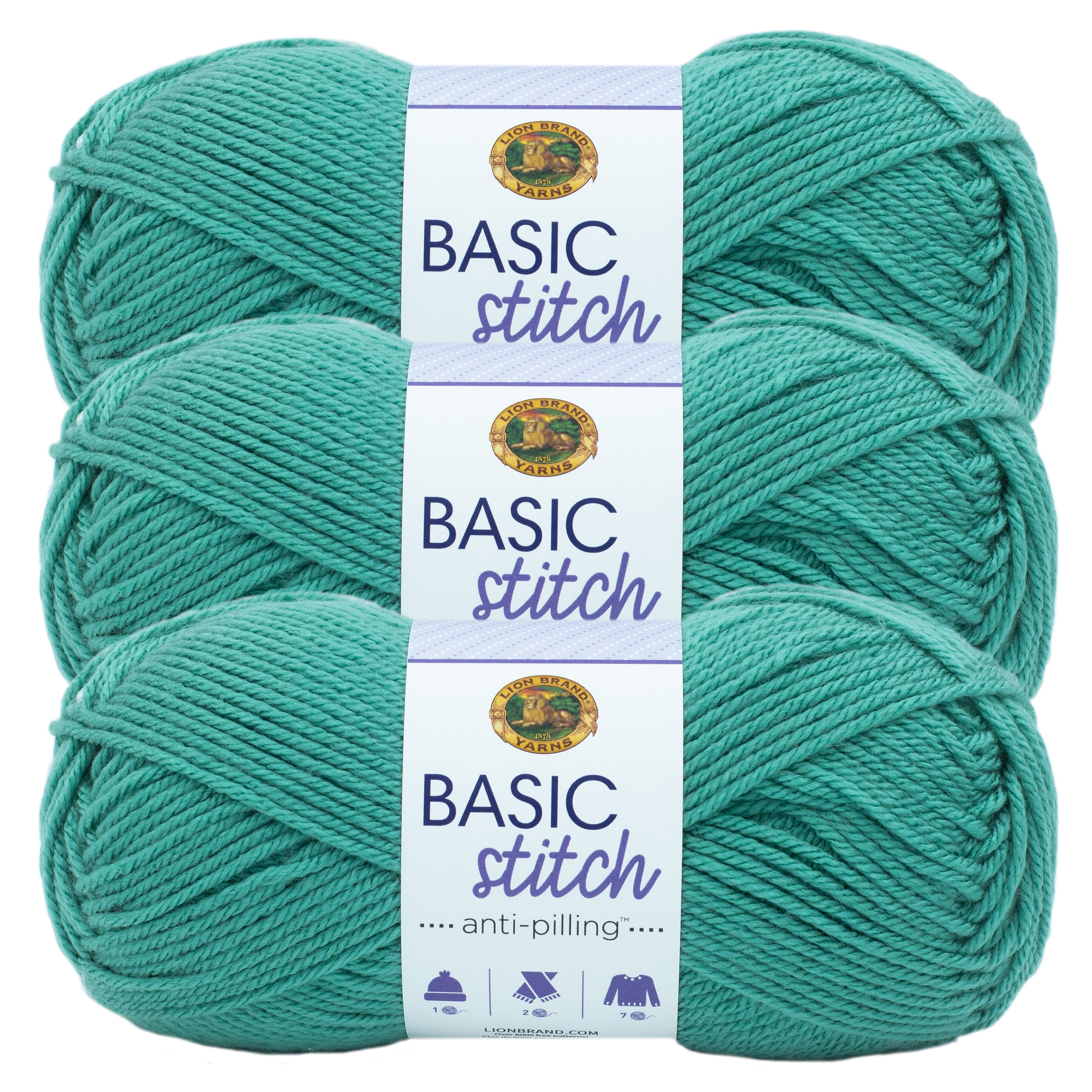 Lion Brand Yarn Basic Stitch Anti Pilling Volt Yellow Anti Pilling Medium  Acrylic, Polyester Yellow Yarn 3 Pack 