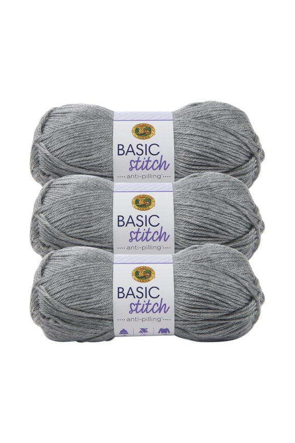 Yarn Basic Stitch Anti Pilling Silver Heather Medium Acrylic Yarn 3 Pack