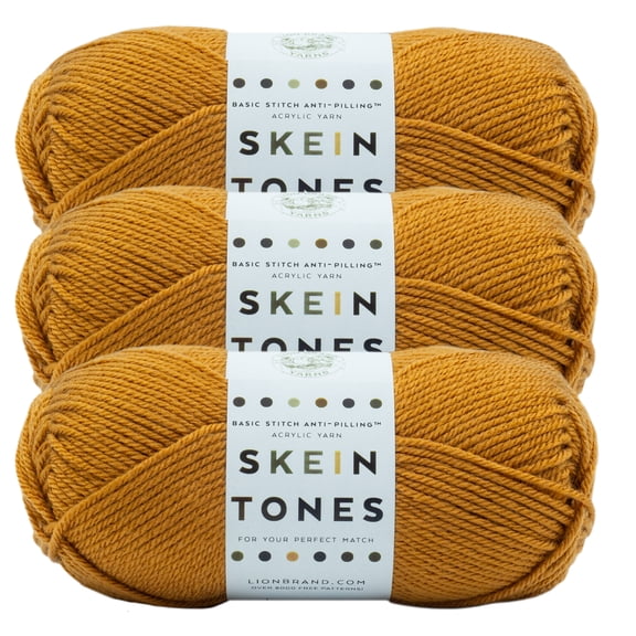 Lion Brand Yarn Basic Stitch Anti Pilling Skein Tones Honey Anti Pilling Medium Acrylic Orange Yarn 3 Pack