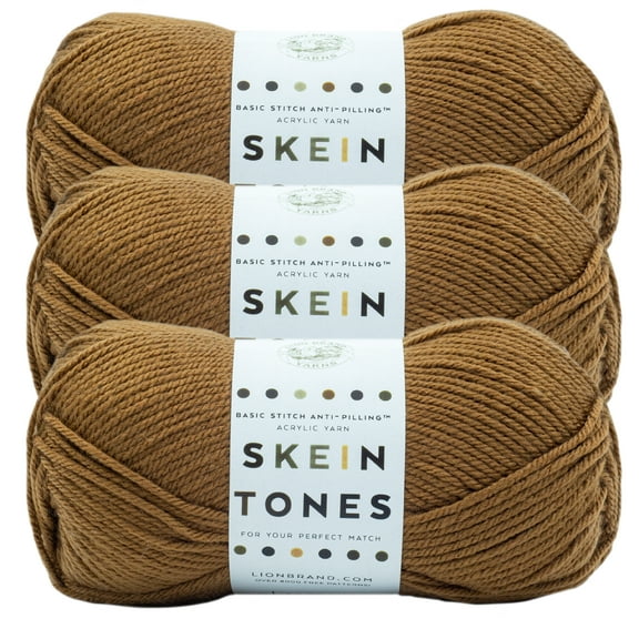 Lion Brand Yarn Basic Stitch Anti Pilling Skein Tones Nutmeg Anti Pilling Medium Acrylic Brown Yarn 3 Pack