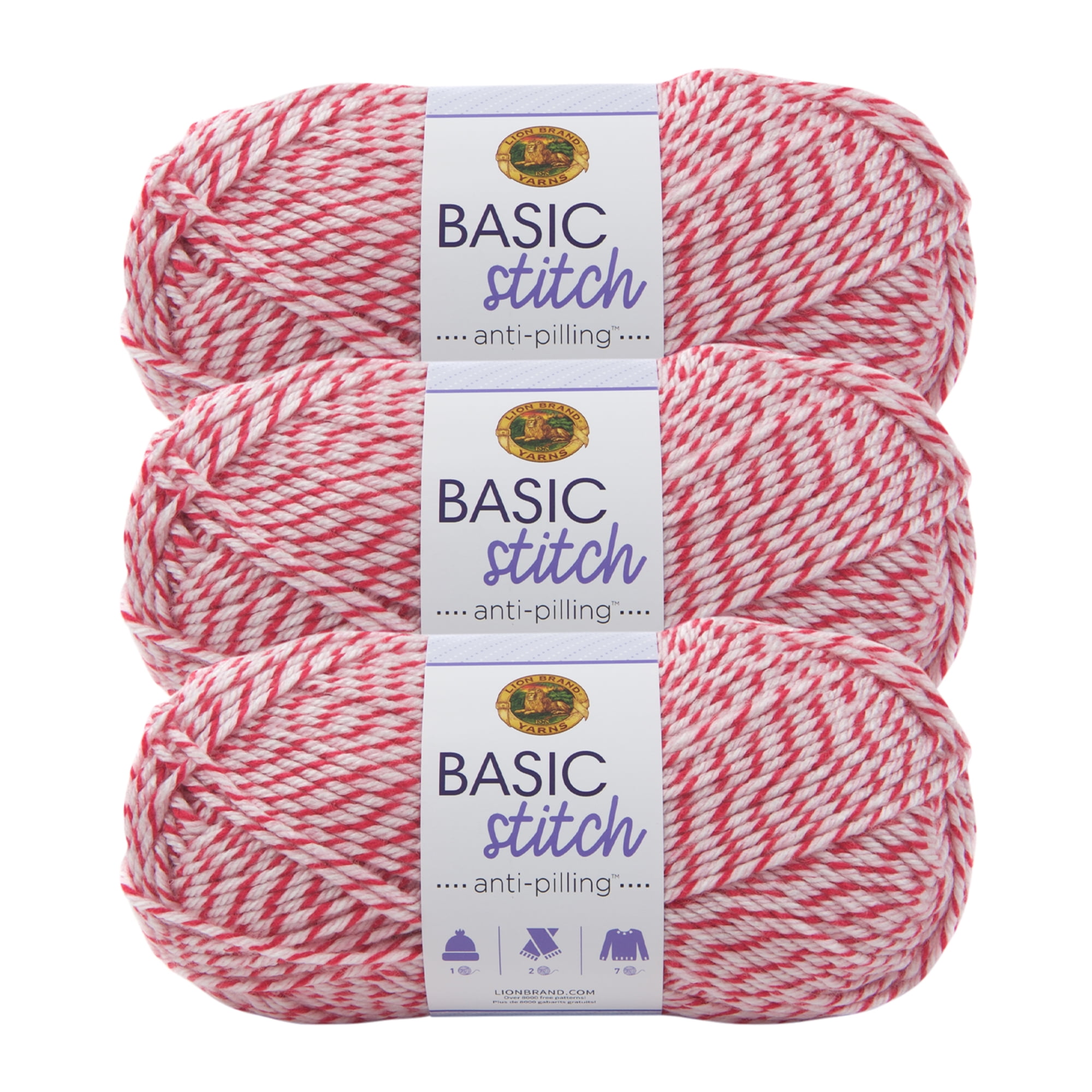 Lion Brand Yarn Basic Stitch Anti Pilling Almond Tweed Medium Acrylic  Multi-color Yarn 3 Pack