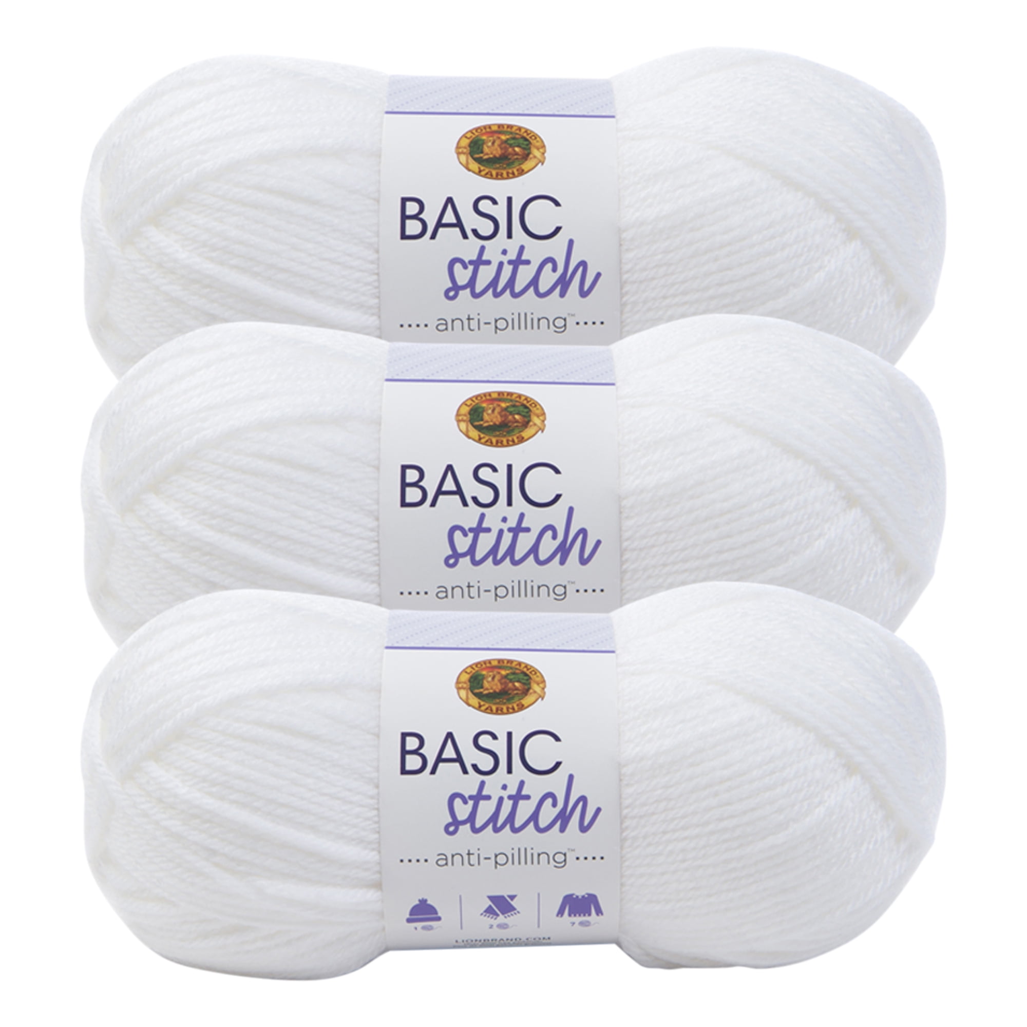 (3-pack) Lion Brand Yarn 202-128 Basic Stitch Anti Pilling Yarn, Ebony - Brown
