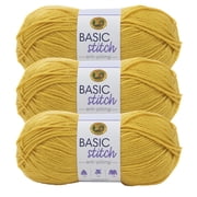 Lion Brand Yarn Basic Stitch Anti Pilling Mustard Medium Acrylic Yarn 3 Pack