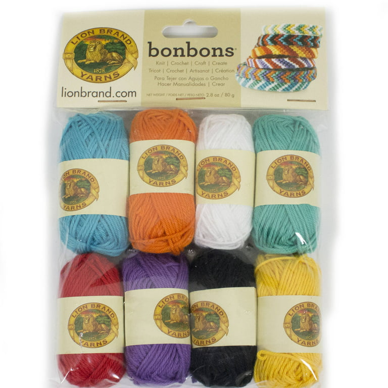 Lion Brand Yarn Bonbons Beach Mini Yarn Variety Pack Fine Cotton  Multi-color Yarn 3 Pack 