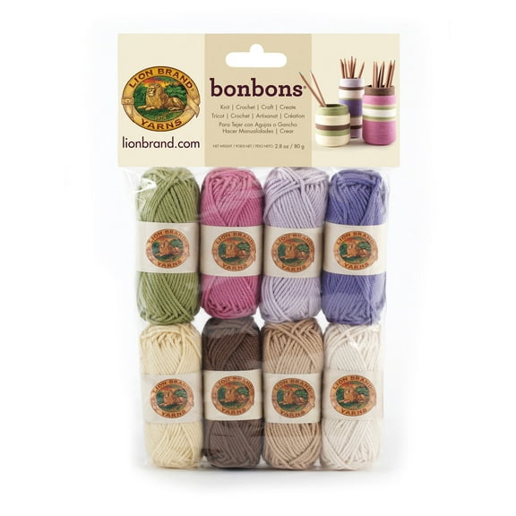 Lion Brand Yarn Bonbons Nature 8-Mini Ball Assorted Pack
