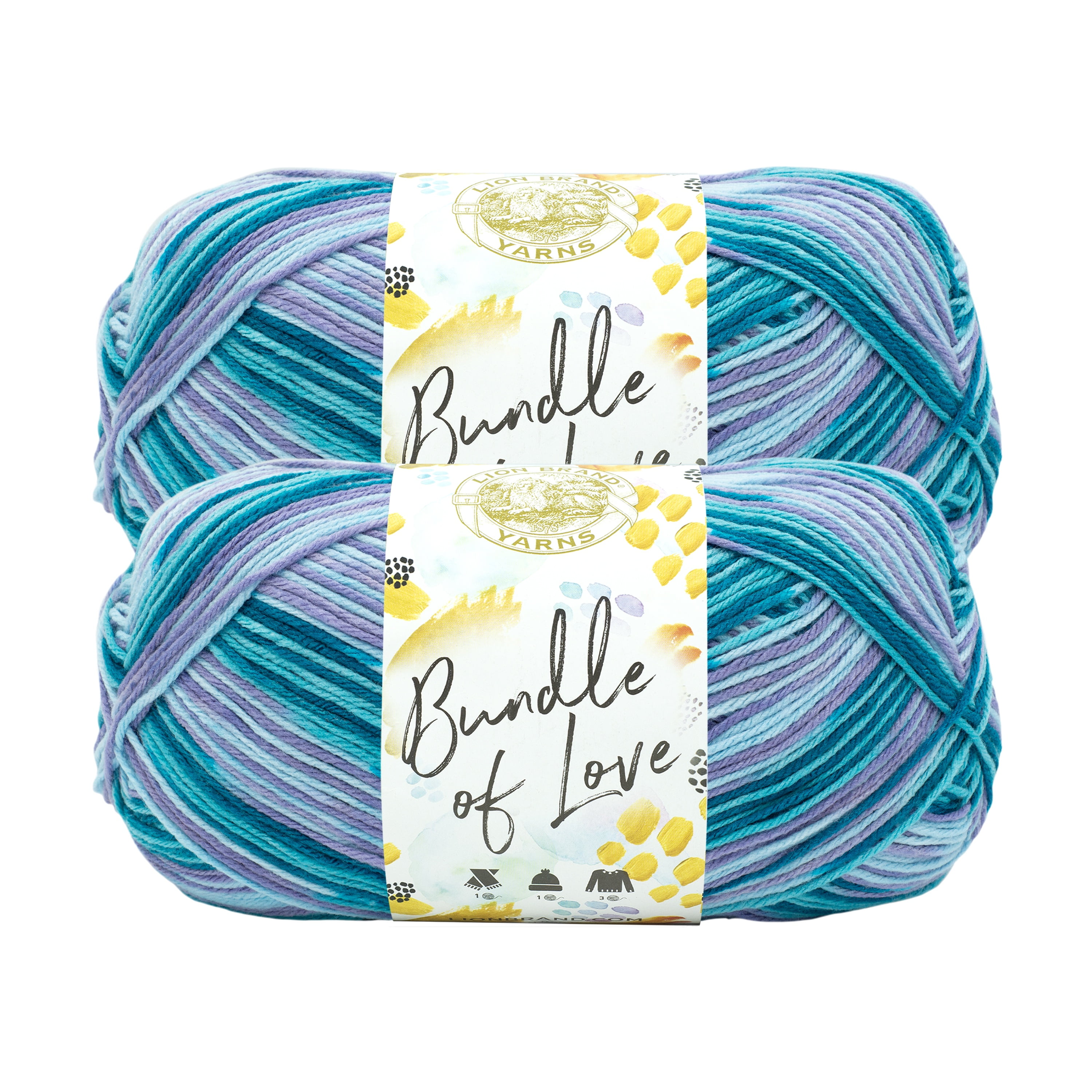 Lion Brand Yarn Bundle of Love Mermaid Medium Acrylic Yarn 2 Pack
