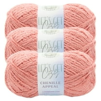 Lion Brand Yarn Chenille Appeal Rose Dawn Medium Polyester Yarn 3 Pack