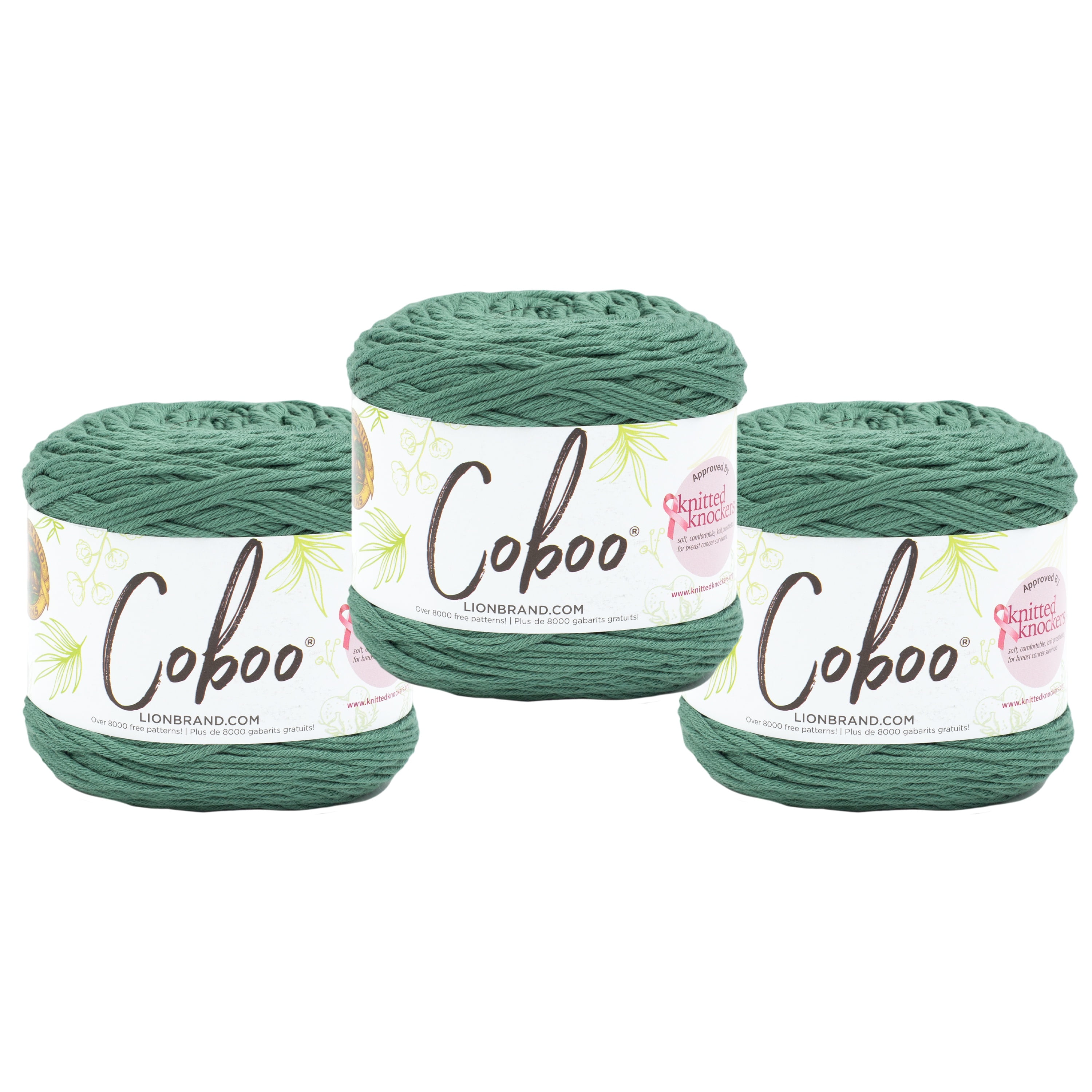 Lion Brand Yarn Coboo Bayberry Light Cotton, Bamboo Yarn 3 Pack