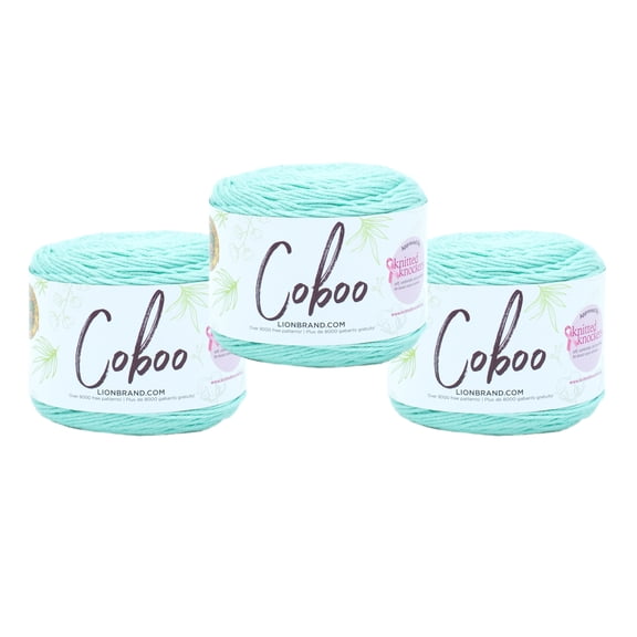 Lion Brand Yarn Coboo Lichen Light Cotton, Bamboo Yarn 3 Pack