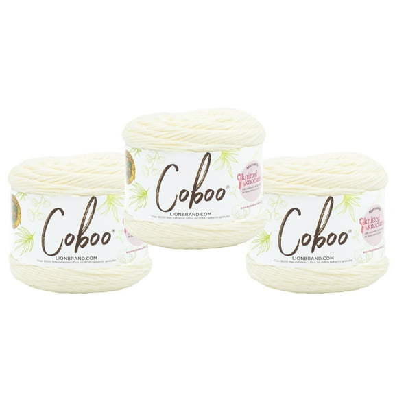 Lion Brand Yarn Coboo Vanilla Blossom Light Cotton, Bamboo Yarn 3 Pack