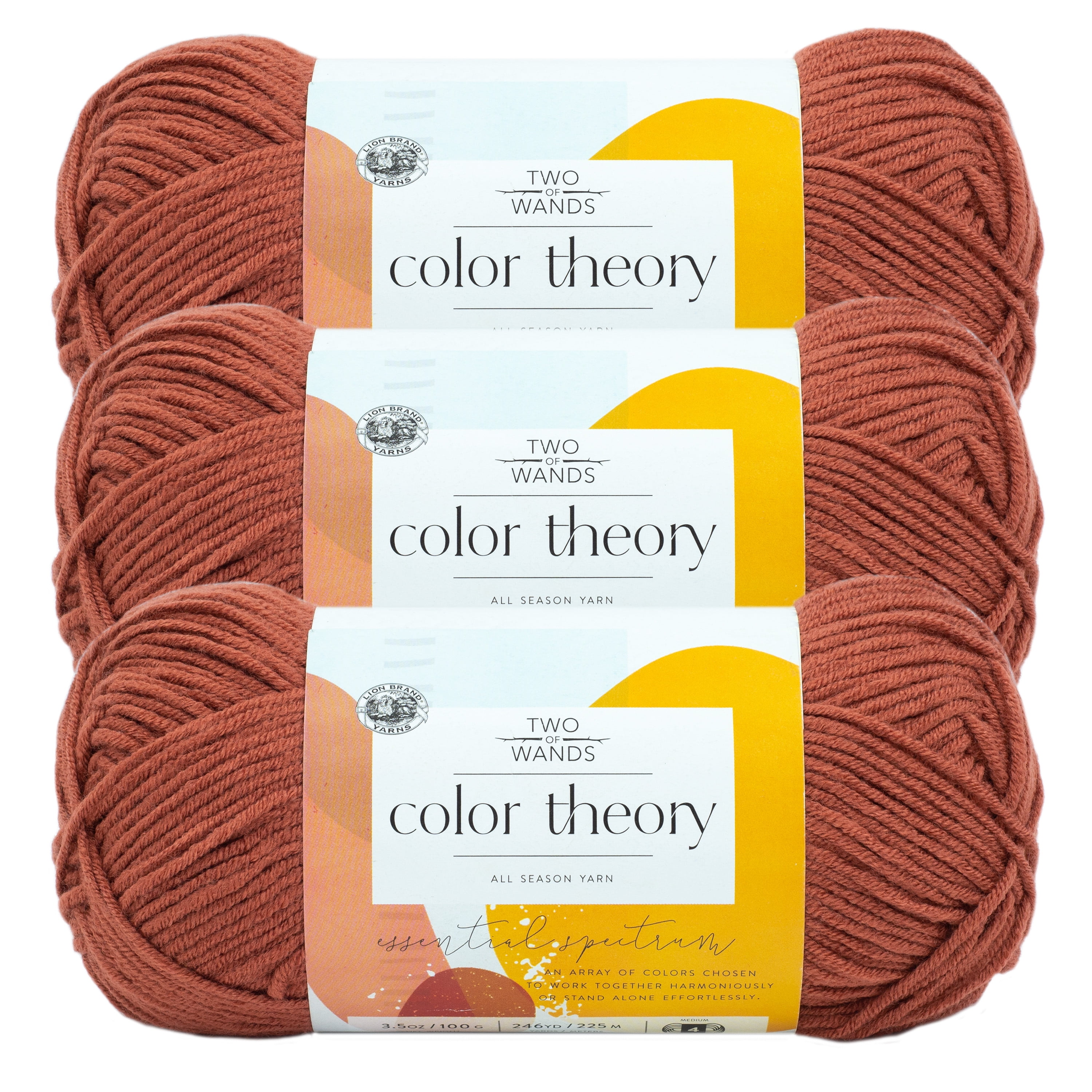Lion Brand Yarn Color Theory Canyon Medium Acrylic Orange Yarn 3 Pack