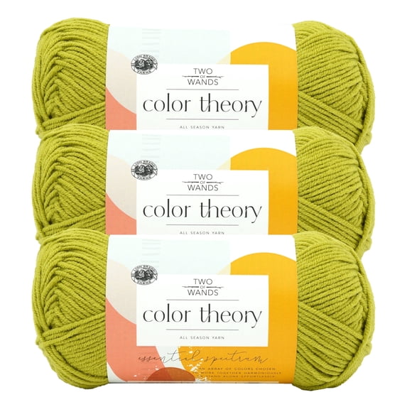 Lion Brand Yarn Color Theory Yarn, Citron, Medium/Worsted Acrylic Yarn, 3 Pack