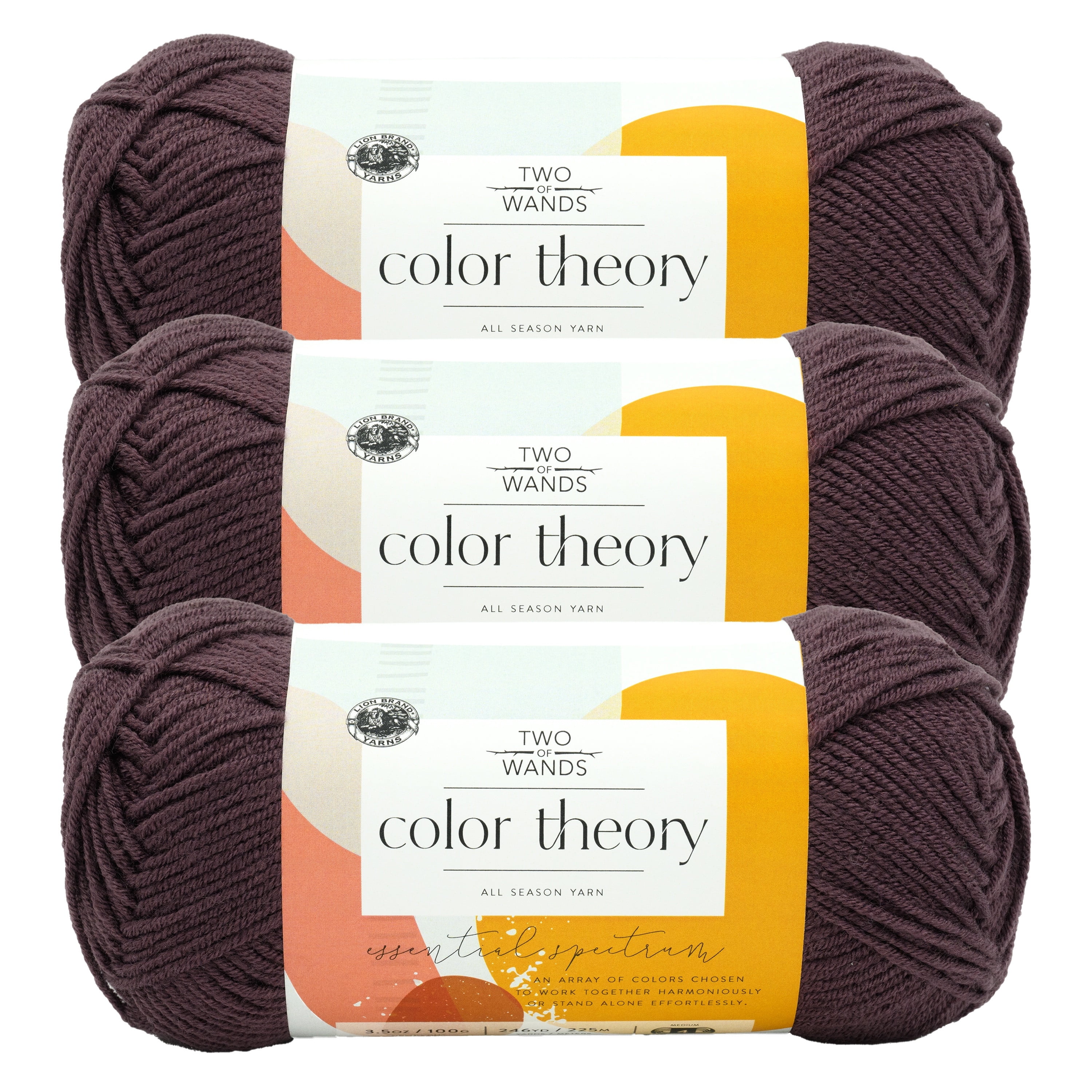 Lion Brand Yarn Color Theory Fig Medium Acrylic Yarn 3 Pack