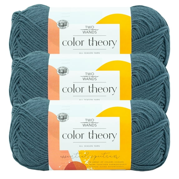 Lion Brand Yarn Color Theory Stonewash Medium Acrylic Blue Yarn 3 Pack