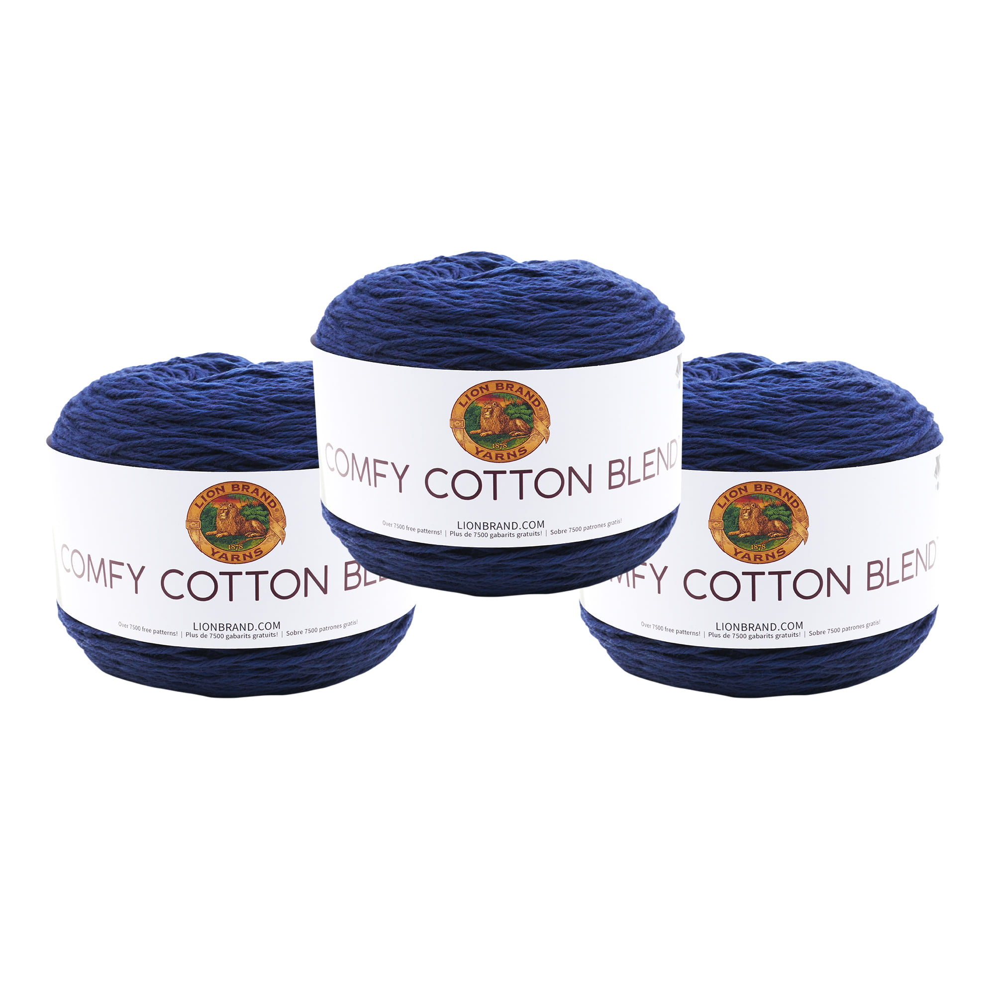 Lion Brand Yarn Comfy Cotton Blend Spectrum Varigated Light Cotton,  Polyester Blue Yarn 3 Pack 