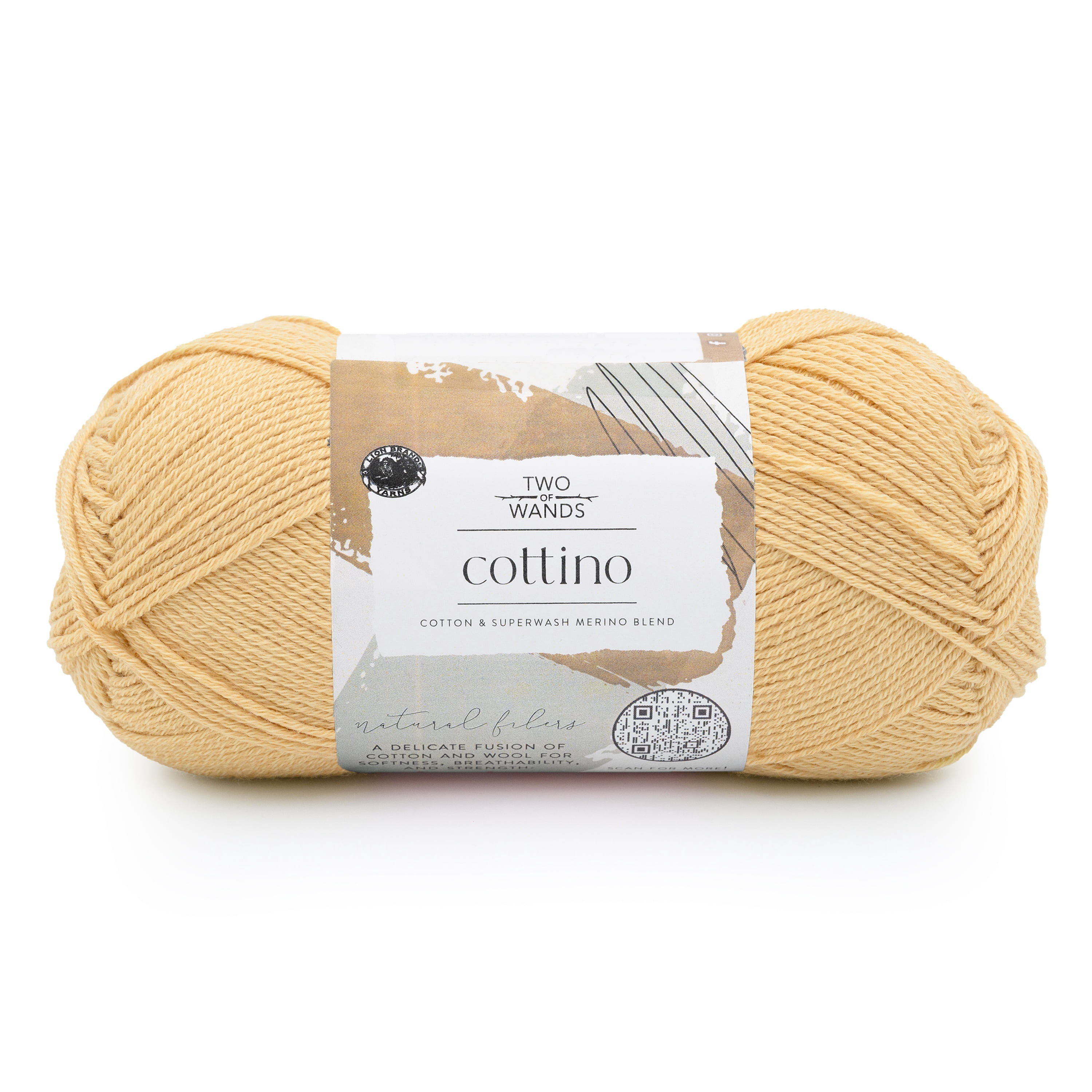 Lion Brand Yarn Cottino Straw 614-157AZ Light Cotton Merino Blend 296 Yards 3.5oz Yarn