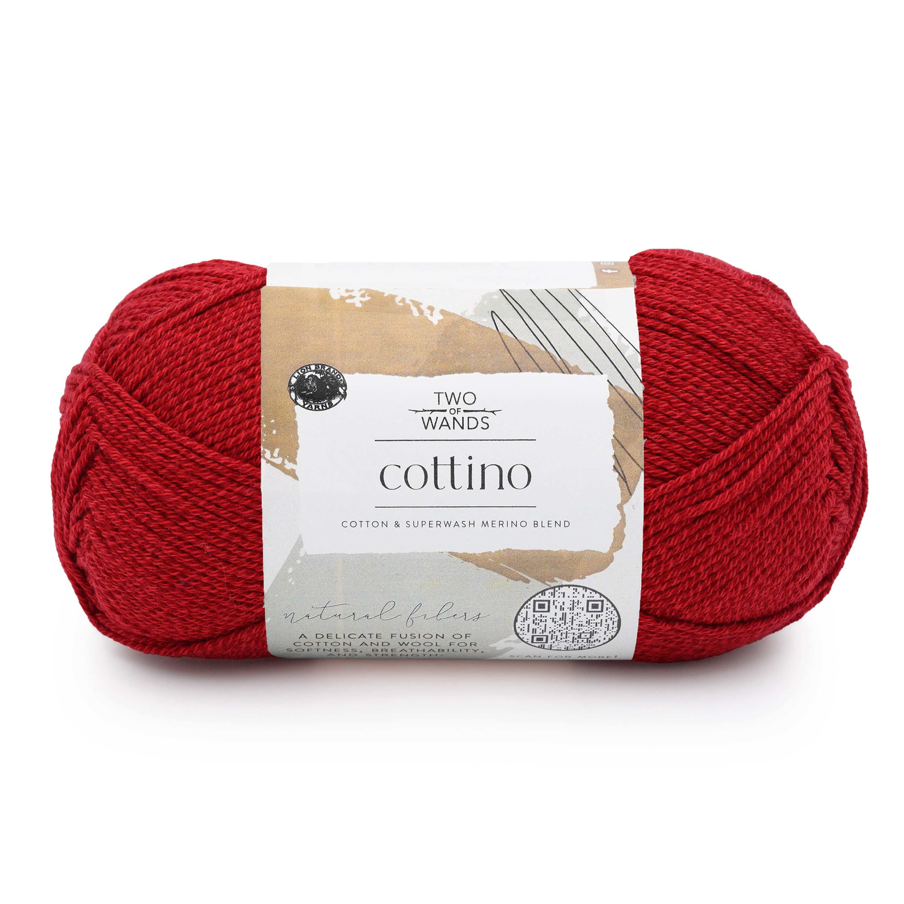Lion Brand Yarn Cottino Tomato 614-113F Light Cotton Merino Blend 296 Yards 3.5oz Yarn