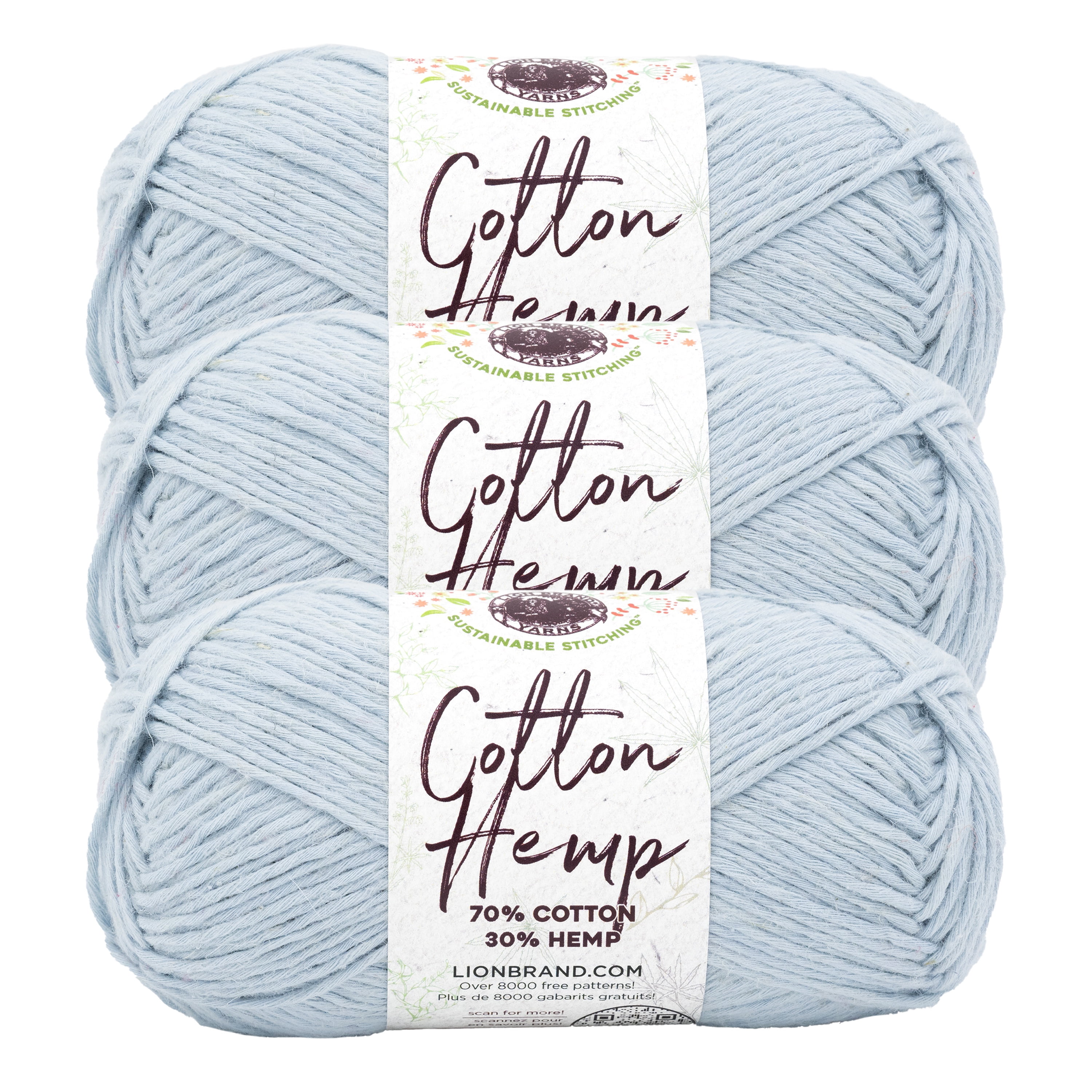 Lion Brand Yarn Cotton Hemp Aero Medium Cotton, Hemp Yarn 3 Pack