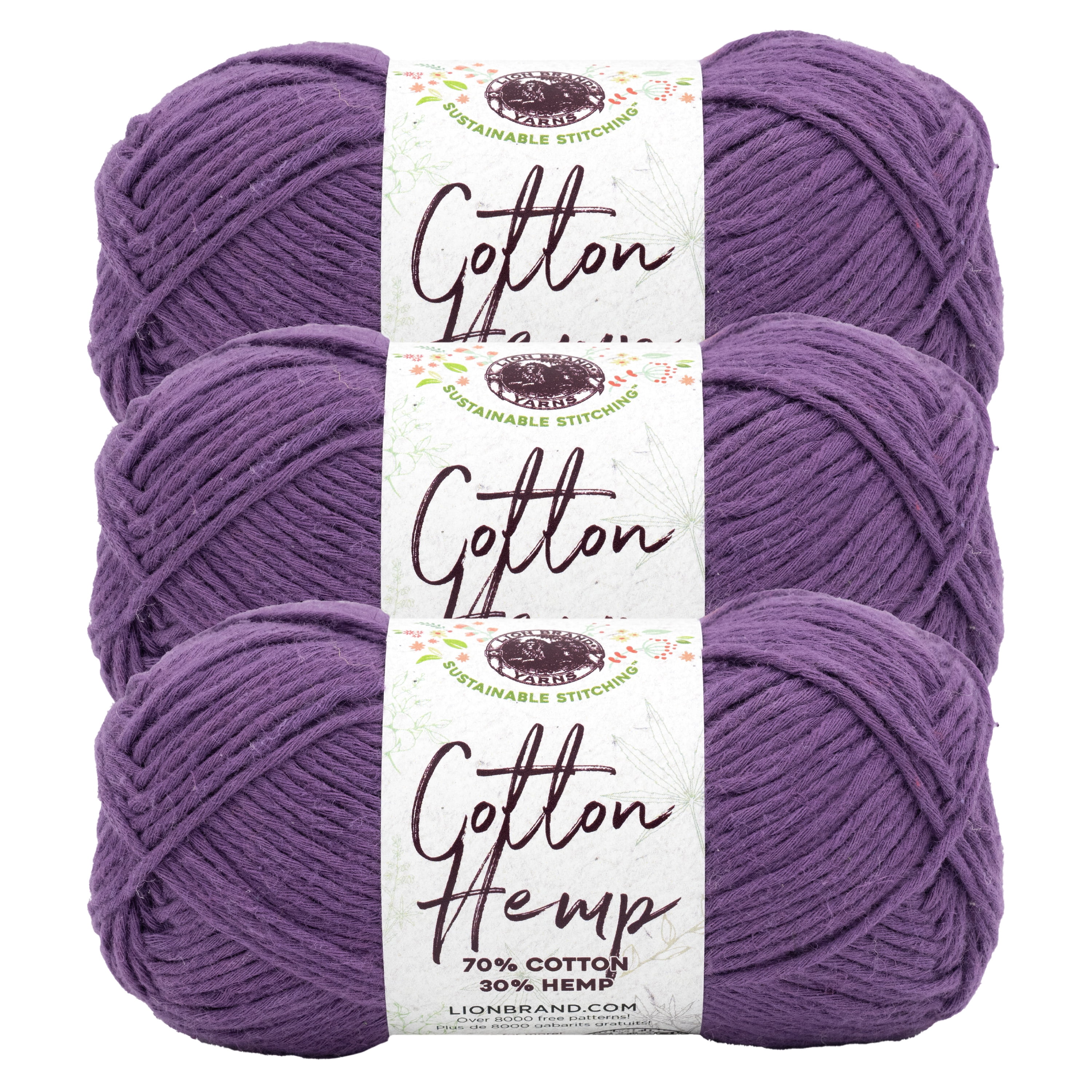 Lion Brand Yarn Cotton Hemp Aster Medium Cotton, Hemp Yarn 3 Pack