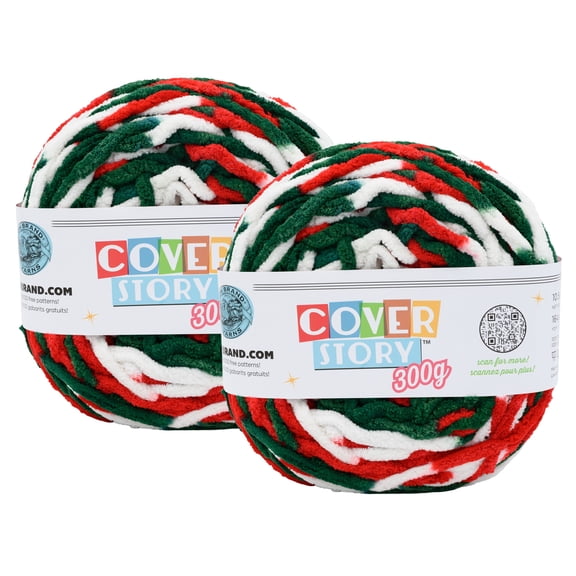 Lion Brand Yarn Cover Story 300G Peppermints #6 Super Bulky, Polyester 10.5 oz/300 g, 164 yds/150 m, 2-Pack
