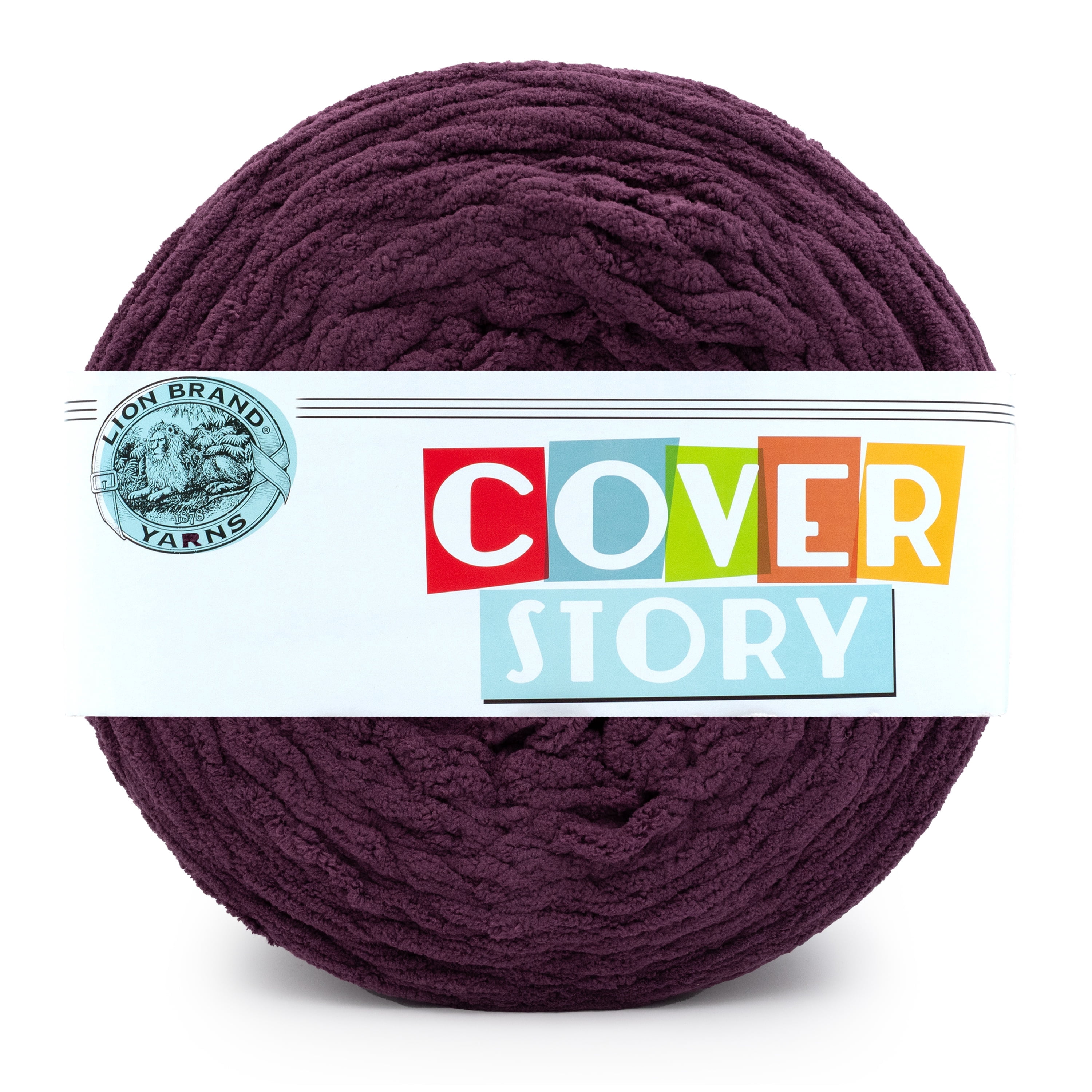 Lion Brand Yarn Cover Story Aubergine Super Bulky Polyester Red Yarn 1 Cake