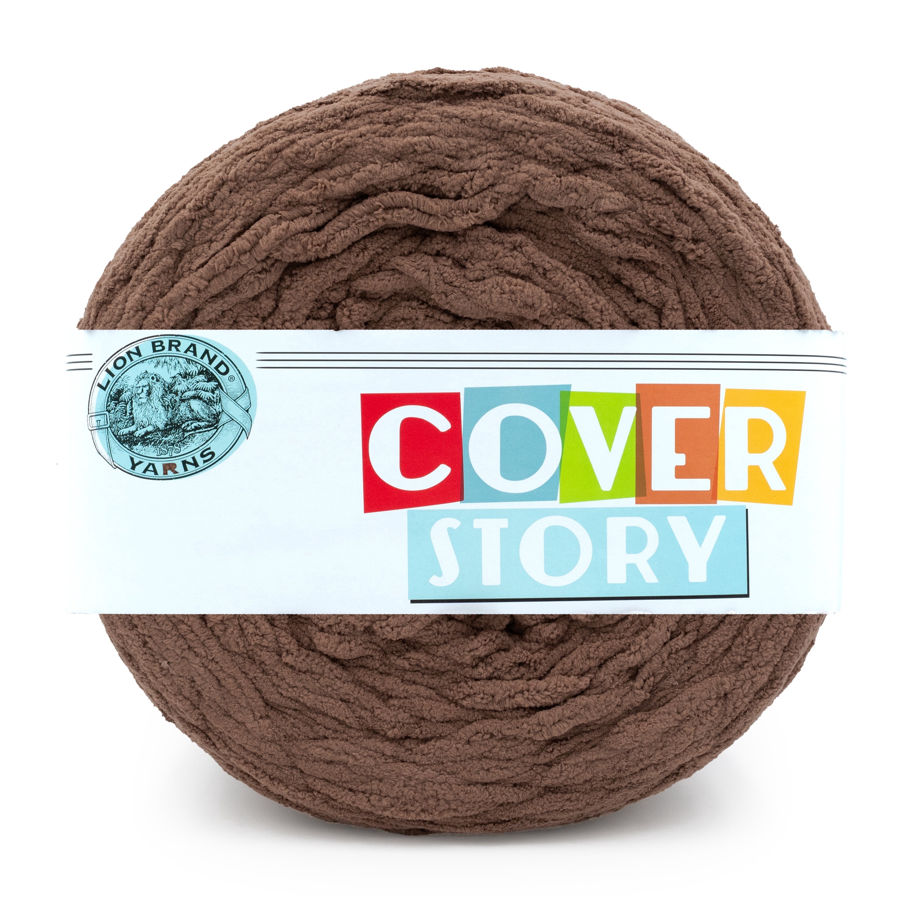 Lion Brand Yarn Cover Story Bark Super Bulky Polyester Brown Yarn 1 Cake