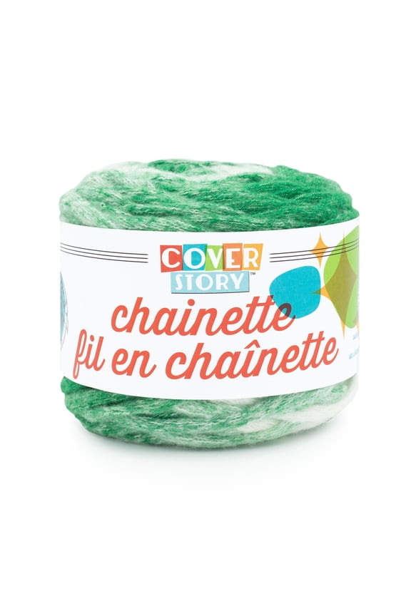 Lion Brand Yarn Cover Story Chainette Kelly Green Super Bulky Polyester Green Yarn 1 Cake