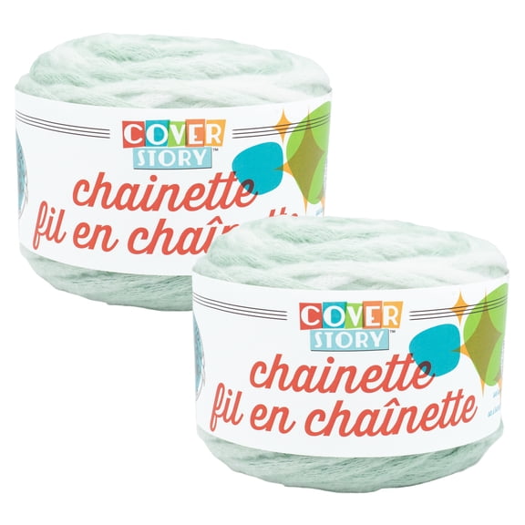 Lion Brand Yarn Cover Story Chainette Mint Super Bulky Polyester Yarn 2 Pack
