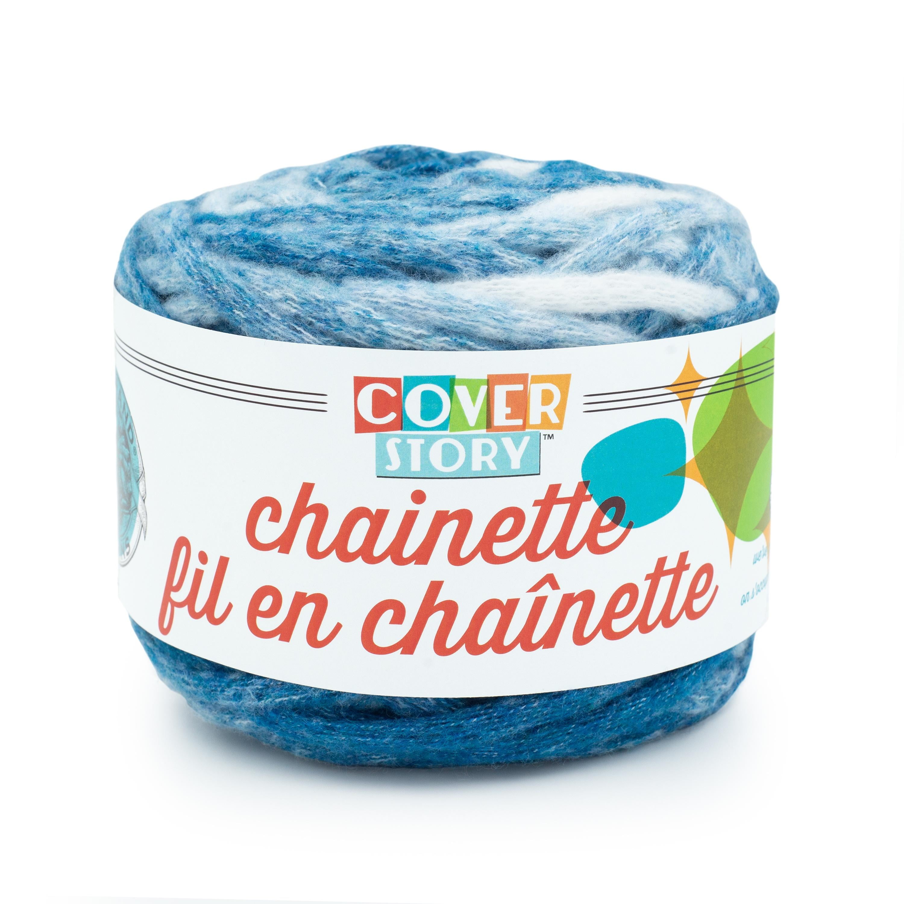 Lion Brand Yarn Cover Story Chainette Teal Super Bulky Polyester Blue Yarn 1 Cake