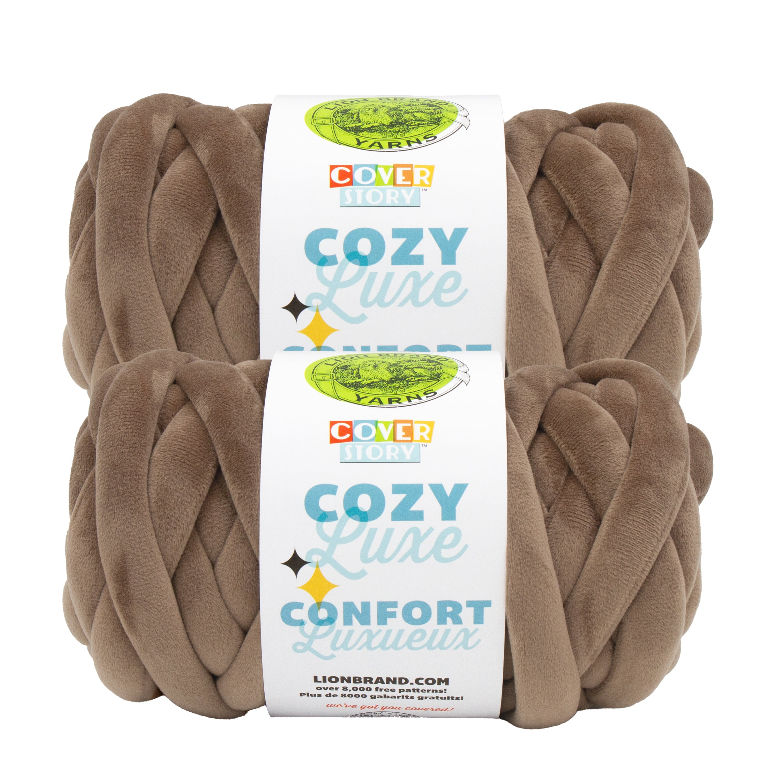 Lion Brand Yarn Cover Story Cozy Luxe Brown Jumbo Polyester Yarn 2 Pack