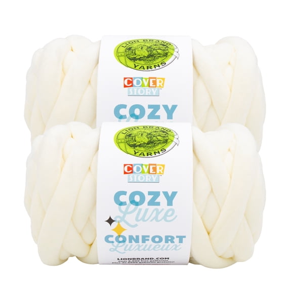 Lion Brand Yarn Cover Story Cozy Luxe Cream Jumbo Polyester Yarn 2 Pack