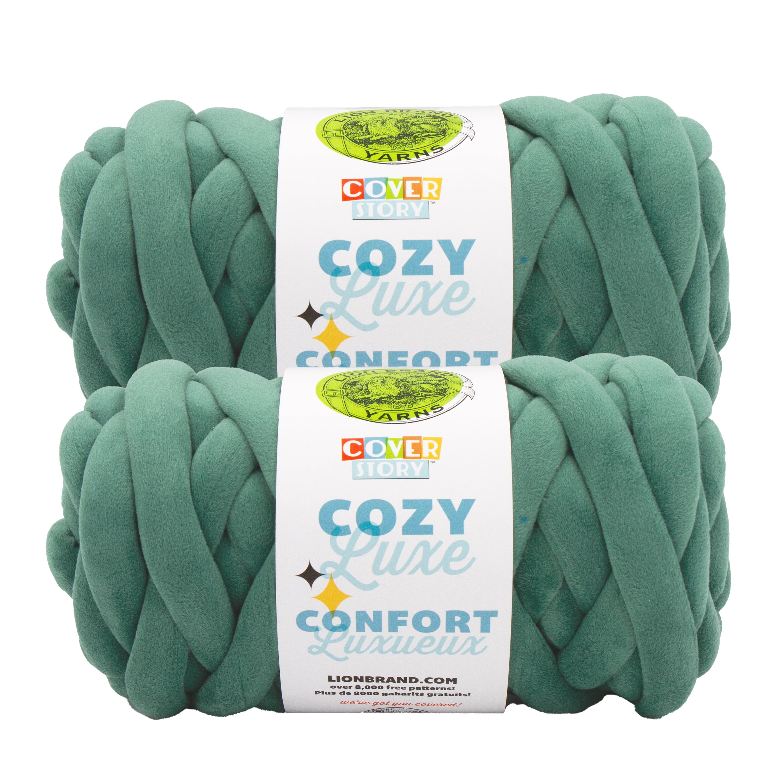 Lion Brand Yarn Cover Story Cozy Luxe Hunter Green Jumbo Polyester Yarn 2 Pack