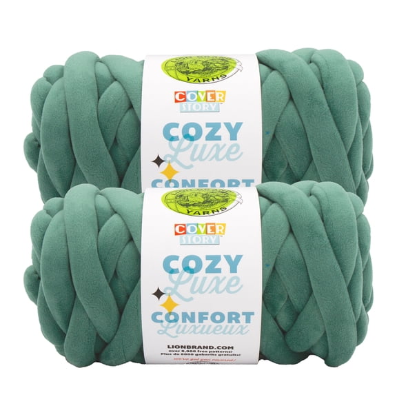 Lion Brand Yarn Cover Story Cozy Luxe Hunter Green Jumbo Polyester Yarn 2 Pack