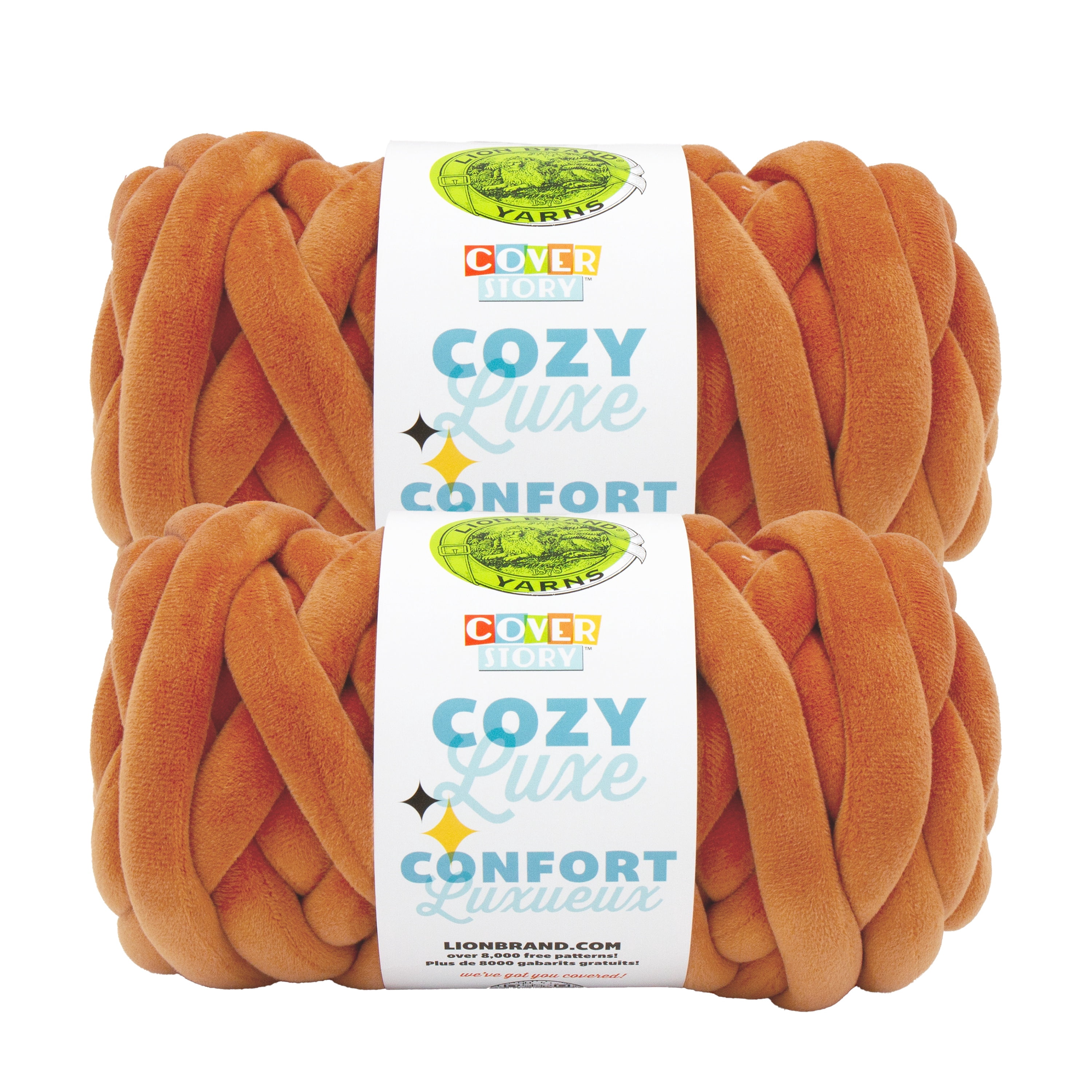 Maple Yarn Lion Brand Yarn Cover Story Cozy Luxe Maple Jumbo Polyester Yarn 2 Pack ...