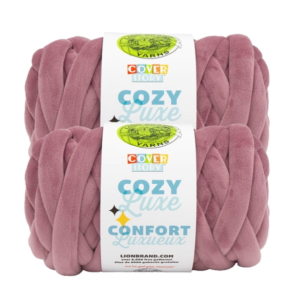 Lion Brand Yarn Cover Story Cozy Luxe Mauve Jumbo Polyester Yarn 2 Pack