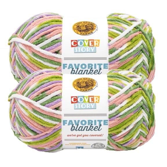 Lion Brand Yarn Cover Story: Favorite Blanket Bloom Super Bulky Yarn Polyester Yarn 2 Pack