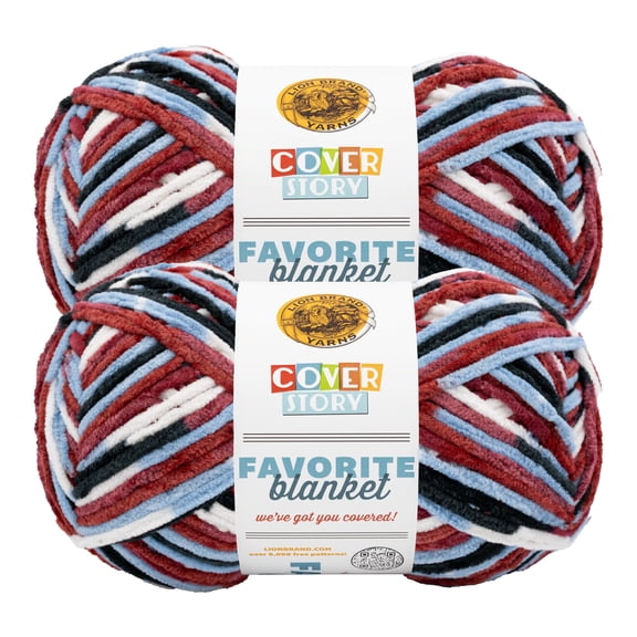 Lion Brand Yarn Cover Story: Favorite Blanket Burrr-Berry Super Bulky Yarn Polyester Yarn 2 Pack
